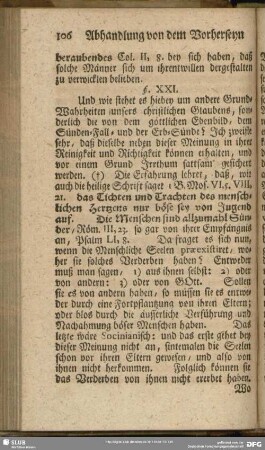 §. XXI. [Die theologische Lehre von Fortpflanzung der Erb-Sünde, findet neben dieser Meinung nicht Statt]