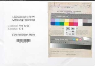 Entnazifizierung Hans Eckensberger , geb. 19.04.1913 (Redakteur)