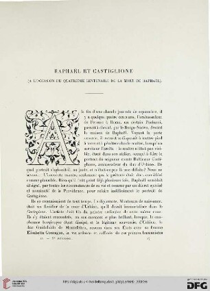 5. Pér. 2.1920: Raphaël et Castiglione : à l'occasion du quatrième centenaire de la mort de Raphaël)