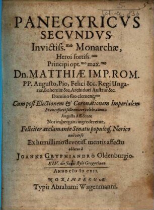 Panegyricvs Secvndvs ...
