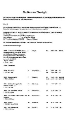 Fachbereich Theologie