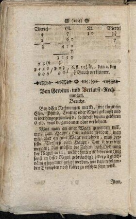 Von Gewinn- und Verlust-Rechnungen.