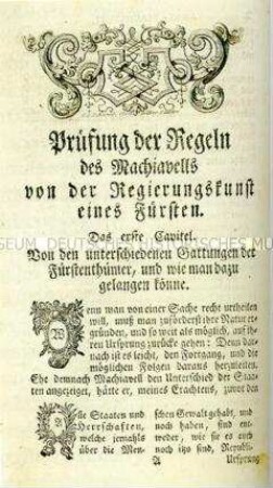 Anti-Machiavel Oder Prüfung der Regeln