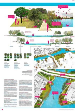 Spandau bei Berlin Schinkelwettbewerb 2014: Lageplan 1:500, perspektivische Ansichten, Diagramme, Erläuterungen