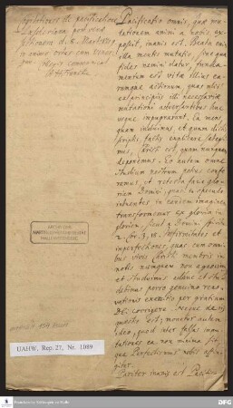 Brief von August Hermann Francke an [Paul Anton, Johann Daniel Herrnschmidt, Jochim Just Breithaupt, Johann Heinrich Michaelis, Joachim Lange].