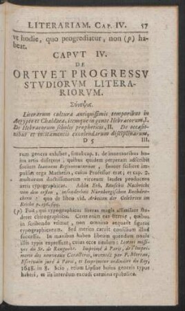 Caput IV. De Ortu et Progressu Studiorum Literariorum