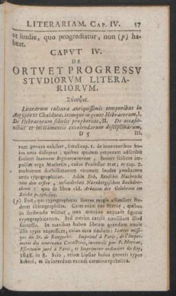 Caput IV. De Ortu et Progressu Studiorum Literariorum