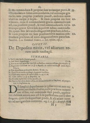 Caput IV. De Deposito navis, vel aliarum rerum causa naufragii.