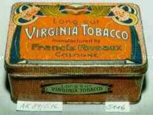 Blechdose für "Long cut VIRGINIA TOBACCO manufactured by Francis Foveaux COLOGNE"