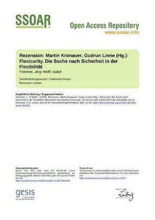 Rezension: Martin Kronauer, Gudrun Linne (Hg.): Flexicurity. Die Suche nach Sicherheit in der Flexibilität