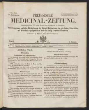 No 1. (1. Januar 1862) - No. 5 (29. Januar 1862)