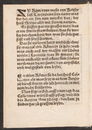 ZV Rom eyns mals eyn Keyser || saß/ Torquinius sein name was ||