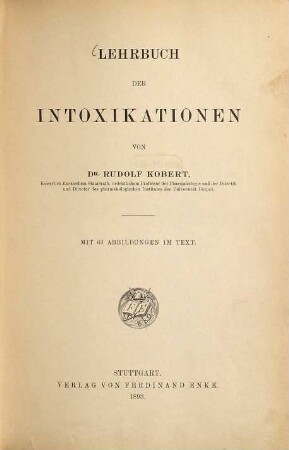 Lehrbuch der Intoxikationen