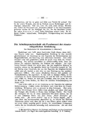 Die Arbeitsgemeinschaft als Fundament der staatsbürgerlichen Erziehung
