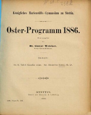 Oster-Programm. 1885/86