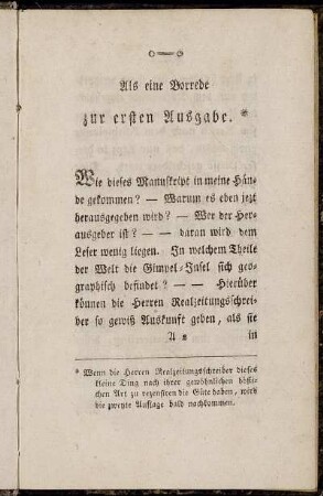 Als eine Vorrede zur ersten Ausgabe.