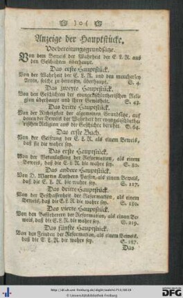 Anzeige der Hauptstücke.