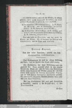 Drittes Kapitel. Von dem ersten Redetheile, nemlich von dem Substantivo insbesondere.