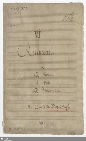 6 Quintets - Mus.3411-P-1 : vl (2), vla, vlc (2)