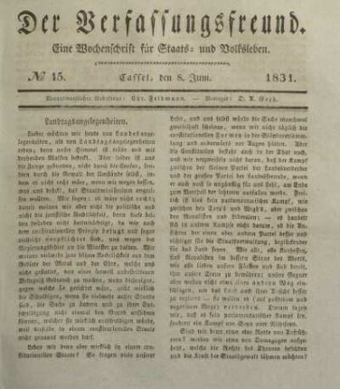 № 15. Cassel, den 8. Juni. 1831.