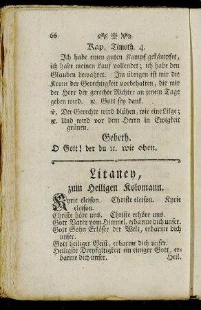 Litaney zum Heiligen Kolomann.
