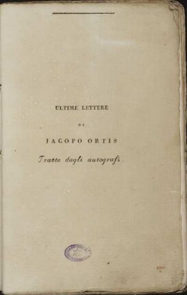 Ultime Lettere Di Jacopo Ortis