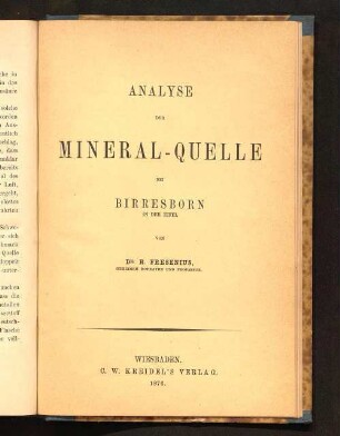 Analyse der Mineralquelle bei Birresborn in der Eifel