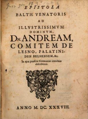 Epistola ad Andream Comitem de Lesno