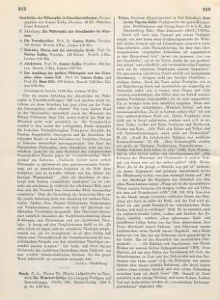 315 [Rezension] Geschichte der Philosophie in Einzeldarstellungen ; II. Abteilung: Die Philosophie des Abendlandes im Altertum ; 6. ; 7. ; 8. ; 9.