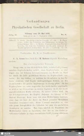 Nr. 9. Sitzung vom 29. Mai 1891