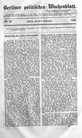 No 38, 21. September 1839