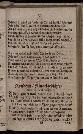 XVI. Rondeau/ Ringelgedichte/ Von Alexandrinischen