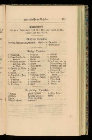Verzeichnis der zum Lehenhofe des Großherzogthums Fulda gehoerigen Vasallen.