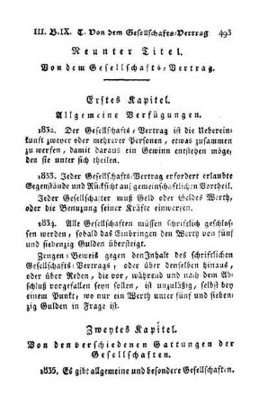 Neunter Titel. Von dem Gesellschafts-Vertrag.