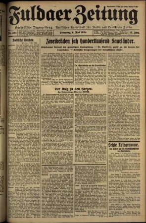 Ausgabe vom Dienstag, den 08. Mai 1934.