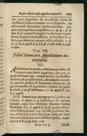 1661-1690, Tit. VII. Nihil Innovari Appellatione interposita - Tit. XIIX. De Veteranis