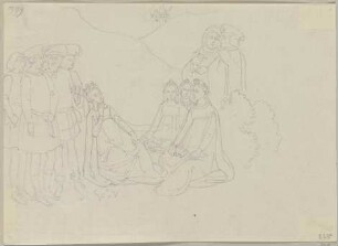 Die Königin Theudelinde in gelehrter Unterhaltung an ihrem Hofe, nach einem Fresko (?) in einer von ihr gestifteten Kapelle des Domes von Monza