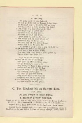 C. Von Klopstock bis zu Goethes Tode