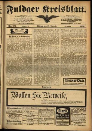 Zweite Ausgabe vom Mittwoch, den 25. November 1908.