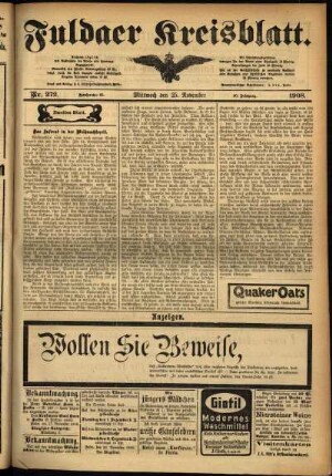 Zweite Ausgabe vom Mittwoch, den 25. November 1908.