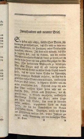 Zweyhundert und neunter Brief. - Zweyhundert und zwanzigster Brief.