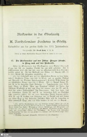 Moskowiter in der Oberlausitz und M. Bartholomäus Scultetus in Görlitz : Kulturbilder aus der zweiten Hälfte des XVI. Jahrhunderts, (Schluß)