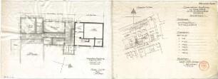 Gsaenger, Gustav; München - Allach; Ev. Kirche, Anbau Gemeindesaal - Gemeindehaus, Erweiterung (Lageplan, Grundriss Keller)