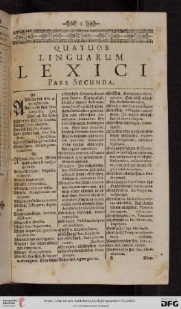 Quatuor linguarum lexici pars secunda