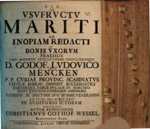 De usufructu mariti ad inopiam redacti in bonis uxorum