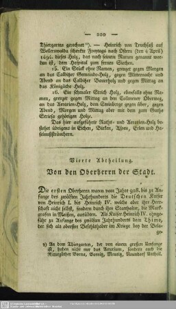 Vierte Abtheilung. Von den Oberherrn der Stadt