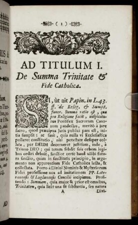 Ad Titulum I. De Summa Trinitate & Fide Catholica.