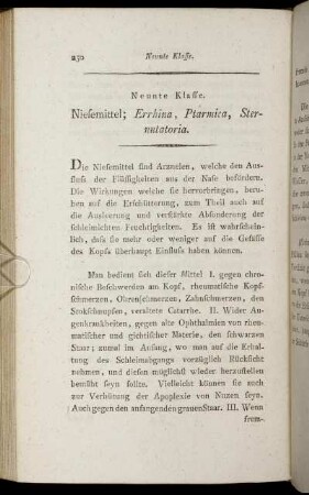 Neunte Klasse. Niesemittel; Errhina, Ptarmica, Sternutatoria.