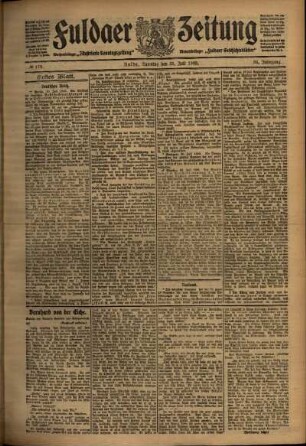 Erste Ausgabe vom Samstag, den 31. Juli 1909.
