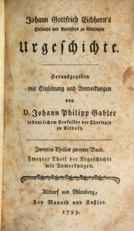 Johann Gottfried Eichhorns Hofraths und Professors zu Göttingen Urgeschichte. 3